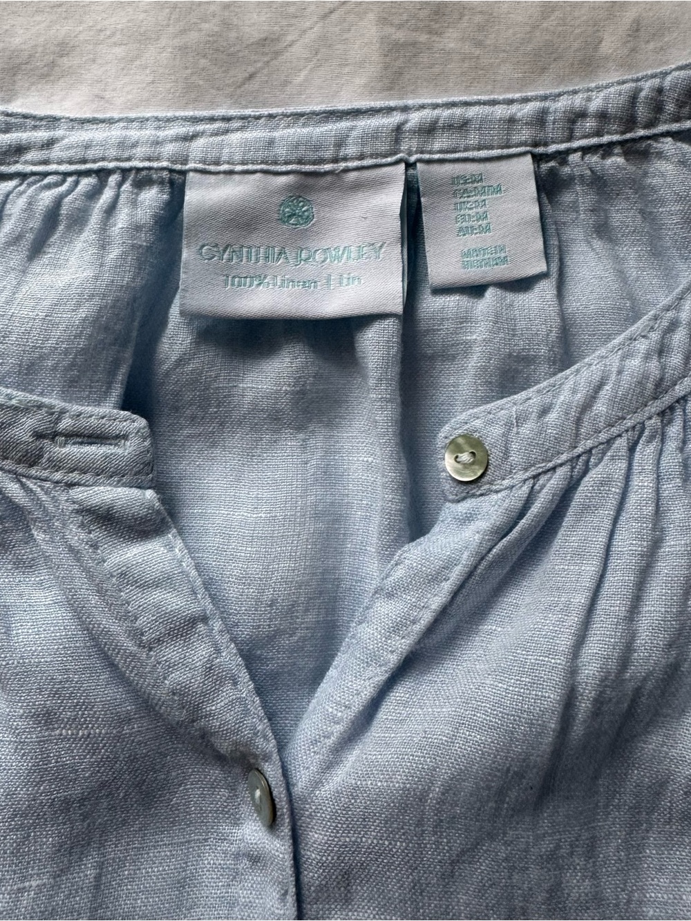 NWOT Cynthia Rowley Linen Light Blue Button-Front Short Sleeve Top Women's M - Picture 3 of 6